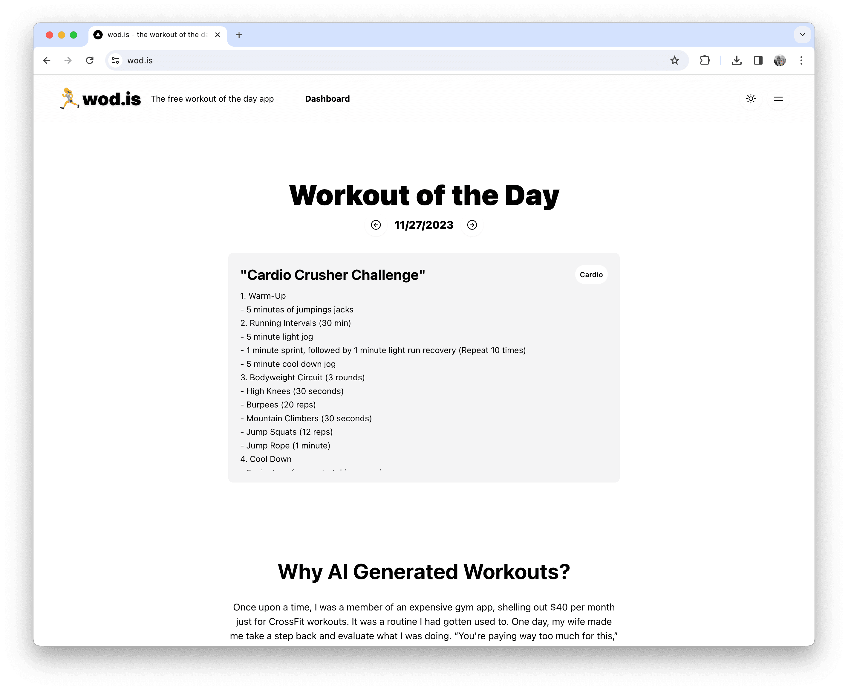 Wod.is Workout Navigation